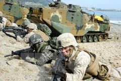 Binh sỹ Mỹ và Hàn Quốc trong một cuộc tập trận. (Nguồn: Kyodo/TTXVN)