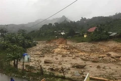 Hiện trường vụ sạt lở đất ở xã Phước Lộc, huyện Phước Sơn, Quảng Nam. (Ảnh: TTXVN phát)