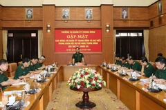 Đại tướng Ngô Xuân Lịch, Ủy viên Bộ Chính trị, Phó Bí thư Quân ủy Trung ương, Bộ trưởng Bộ Quốc phòng phát biểu. (Ảnh: TTXVN phát)