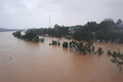 Lũ về trên sông Hiếu gây ngập lụt tại thành phố Đông Hà. (Ảnh: Hồ Cầu/TTXVN)