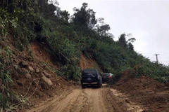 Hiện trường vào nhà máy thủy điện Rào Trăng 3. (Ảnh: Đỗ Trưởng/TTXVN)