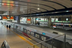 Đoàn công tác Bộ Kế hoạch và Đầu tư khảo sát tuyến đường sắt Bắc Kinh-Thượng Hải. (Ảnh: Vietnam+)