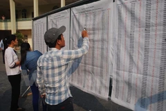 Thí sinh dự kỳ thi tiếng Hàn. (Ảnh: Hồng Kiều/Vietnam+)