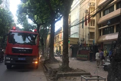 Vụ hỏa hoạn tại đường Lê Thánh Tông. (Ảnh: Thi Uyên/Vietnam+)