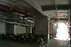 Một tiếng nổ lớn xảy ra tại tầng hầm một chung cư tại địa bàn tỉnh Bình Dương. (Ảnh cắt từ clip)