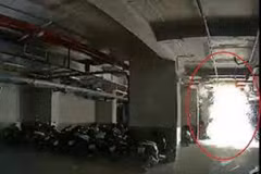 Một tiếng nổ lớn xảy ra tại tầng hầm một chung cư tại địa bàn tỉnh Bình Dương. (Ảnh cắt từ clip)