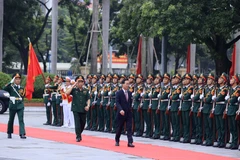 Chủ tịch nước Võ Văn Thưởng đến dự Lễ Khai giảng. (Ảnh: Thống Nhất/TTXVN)