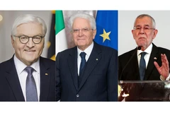 Tổng thống Đức Frank-Walter Steinmeier cùng hai người đồng cấp Sergio Mattarella của Italy và Alexander van der Bellen của Áo. (Nguồn: AFP/TTXVN)