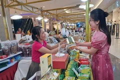 Các sản phẩm công nghiệp nông thôn tiêu biểu của các địa phương giới thiệu tại hội chợ. (Ảnh: Phương Anh/TTXVN)