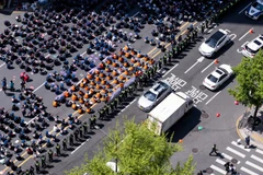 Một cuộc biểu tình của người lao động Hàn Quốc vào ngay 1/5/2023. (Nguồn: Korea Times)