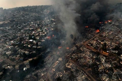 Một khu vực bị ảnh hưởng bởi cháy rừng tại Vina del Mar, Chile. (Ảnh: AFP/TTXVN)