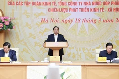 Sáng 18/3, tại Hà Nội, Thủ tướng Phạm Minh Chính chủ trì làm việc với Ủy ban Quản lý vốn Nhà nước tại doanh nghiệp và các tập đoàn kinh tế, công ty nhà nước về giải pháp đổi mới hoạt động của Ủy ban. (Ảnh: Dương Giang/TTXVN) 