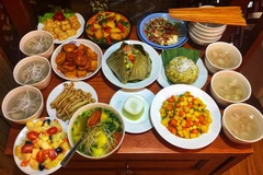 Ẩm thực chay Tây Ninh tạo nên mâm cỗ chay ngày Tết truyền thống. (Ảnh: dulichtayninh) 