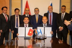 Lễ ký tuyên bố kết thúc đàm phán Hiệp định Thương mại Tự do Việt Nam-Israel (VIFTA) ngày 2/4/2023. (Ảnh: Vũ Hội/TTXVN) 