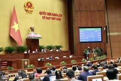 Quốc hội biểu quyết thông qua Nghị quyết về chất vấn và trả lời chất vấn. (Ảnh: Doãn Tấn/TTXVN) 