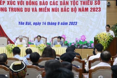 Quang cảnh Hội nghị tiếp xúc với đồng bào các dân tộc thiểu số Vùng Trung du và Miền núi Bắc Bộ năm 2023 tại Yên Bái. (Ảnh: Tuấn Anh/TTXVN)