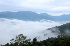 Đứng bất cứ điểm nào của xã ka Lăng đặc biệt là vào buổi sáng đều cho du khách cảm giác như đứng trong mây. (Ảnh: Quý Trung/TTXVN) 