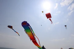 Những con diều với kích thước, màu sắc khác nhau. (Ảnh: TTXVN phát)