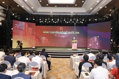 Toàn cảnh chương trình Ngày Chuyển đổi Số Quốc gia 10/10. (Ảnh: Minh Quyết/TTXVN) 