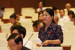 Đại biểu Quốc hội tỉnh Lạng Sơn Nguyễn Thị Hoa Sinh phát biểu ý kiến. (Ảnh: Phương Hoa/TTXVN)