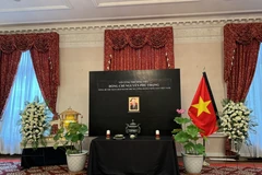 Lễ viếng Tổng Bí thư Nguyễn Phú Trọng tại Đại sứ quán Việt Nam ở Hoa Kỳ. (Ảnh: Kiều Trang/TTXVN)