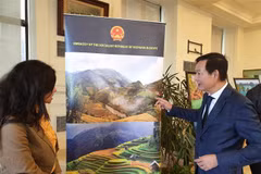 Các đại biểu tham quan triển lãm ảnh. (Ảnh: Anh Tuấn/TTXVN)