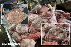 Số thịt heo được cơ quan chức năng Đồng Nai thu giữ. (Ảnh: Công an cung cấp)