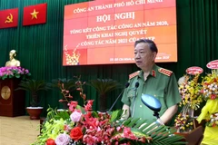 Đại tướng Tô Lâm, Bộ trưởng Bộ Công an phát biểu chỉ đạo hội nghị. (Ảnh: Thành Chung/TTXVN)