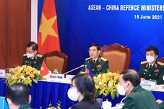 Thượng tướng Phan Văn Giang, Bộ trưởng Bộ Quốc phòng, Trưởng đoàn Việt Nam dự cuộc gặp. (Ảnh: Trọng Đức/TTXVN)