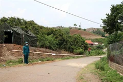 Xóm Mỏ Đồng, bản Nà Bó, xã Nà Bó, nơi sinh sống của bệnh nhân 4367 bị phong tỏa. (Ảnh: Hữu Quyết/TTXVN)