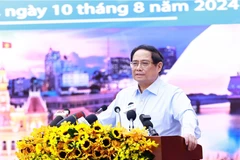 Thủ tướng Phạm Minh Chính, Chủ tịch Hội đồng điều phối vùng Đông Nam Bộ chủ trì Hội nghị lần thứ 4. (Ảnh: Dương Giang/TTXVN)