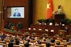 Chủ tịch Quốc hội Vương Đình Huệ phát biểu bế mạc Kỳ họp bất thường lần thứ 5, Quốc hội khoá XV. (Ảnh: Nhan Sáng/TTXVN)