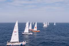 Những đội thuyền buồm đầu tiên dự Giải Clipper Race cập Cảng tàu khách quốc tế Hạ Long tháng 2/2024. (Ảnh: TTXVN phát)