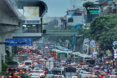Tình trạng ùn tắc giao thông trên đường Nguyễn Trãi. (Ảnh: Tuấn Đức/TTXVN)