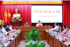 Thủ tướng Phạm Minh Chính làm việc với lãnh đạo tỉnh Đắk Lắk về tình hình phát triển kinh tế-xã hội. (Ảnh: Dương Giang/TTXVN)