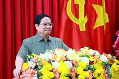 Thủ tướng Phạm Minh Chính phát biểu kết luận tại buổi làm việc với lãnh đạo tỉnh Đắk Lắk. (Ảnh: Dương Giang/TTXVN)