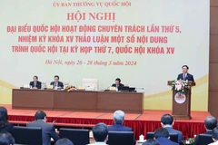 Chủ tịch Quốc hội Vương Đình Huệ phát biểu khai mạc hội nghị. (Ảnh: Nhan Sáng/ TTXVN)