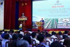 Thủ tướng Phạm Minh Chính phát biểu tại Hội nghị công bố quy hoạch tỉnh Tiền Giang. (Ảnh: Dương Giang/ TTXVN)