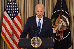 Tổng thống Mỹ Joe Biden phát biểu tại Nhà Trắng ngày 28/2/2024. (Ảnh: AFP/TTXVN)