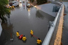 Ngập lụt tại bang Nueva Leon, Mexico. (Ảnh: EPA)