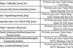 Danh sách một số website giả mạo ngân hàng. (Nguồn: Cục An toàn Thông tin)