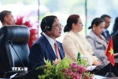 Thủ tướng Phạm Minh Chính tham dự Phiên Đối thoại giữa các lãnh đạo ASEAN và thanh niên ASEAN sáng 10/5/2023, tại Labuan Bajo, Indonesia,. (Ảnh: Dương Giang/TTXVN)