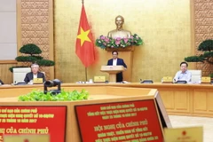 Thủ tướng Phạm Minh Chính, Trưởng Ban Chỉ đạo chủ trì Hội nghị của Chính phủ quán triệt, triển khai Tổng kết việc thực hiện Nghị quyết số 18-NQ/TW. (Ảnh: Dương Giang/TTXVN)