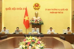 Chủ tịch Quốc hội Vương Đình Huệ và các Phó Chủ tịch Quốc hội tại phiên họp. (Ảnh: An Đăng/TTXVN)