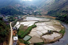 Những thửa ruộng tại bản É Tòng (Thuận Châu, Sơn La) mùa nước đổ. (Ảnh: Quang Quyết/TTXVN)