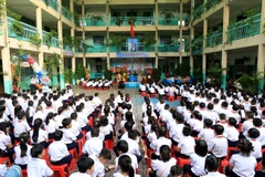 Lễ Khai giảng năm học mới 2023-2024 tại Trường Tiểu học Phạm Ngọc Thạch (Thành phố Hồ Chí Minh). (Ảnh: Hồng Đạt/TTXVN)