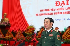Đại tướng, Bộ trưởng Quốc phòng Phan Văn Giang phát biểu tại Đại hội. (Ảnh: Trọng Đức/TTXVN)