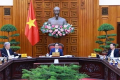 Thủ tướng Phạm Minh Chính chủ trì Phiên họp lần thứ hai về sắp, xếp tinh gọn bộ máy của Chính phủ. (Ảnh: Dương Giang/TTXVN)