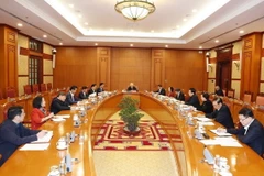 Tổng Bí thư Nguyễn Phú Trọng chủ trì phiên họp đầu tiên Tiểu ban Nhân sự Đại hội XIV của Đảng. (Ảnh: Trí Dũng/TTXVN)