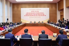 Quang cảnh hội nghị triển khai Nghị quyết hướng dẫn việc tổ chức hoạt động giải trình. (Ảnh: An Đăng/TTXVN)